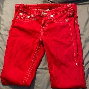 Red true religion skinny jeans